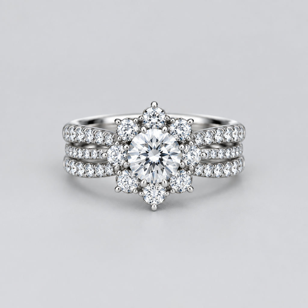 Blossom Halo Cluster Ring in 925 Sterling Silver | 925Gallery