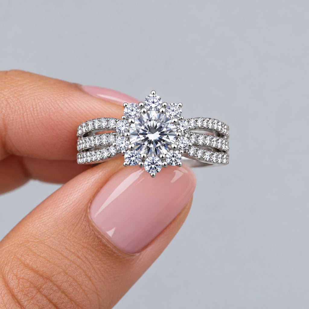 Blossom Halo Cluster Ring in 925 Sterling Silver | 925Gallery