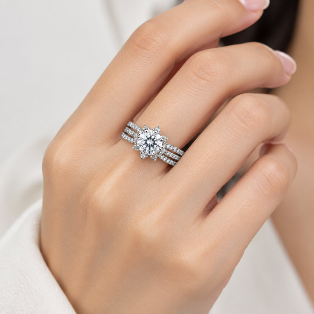 Blossom Halo Cluster Ring in 925 Sterling Silver | 925Gallery